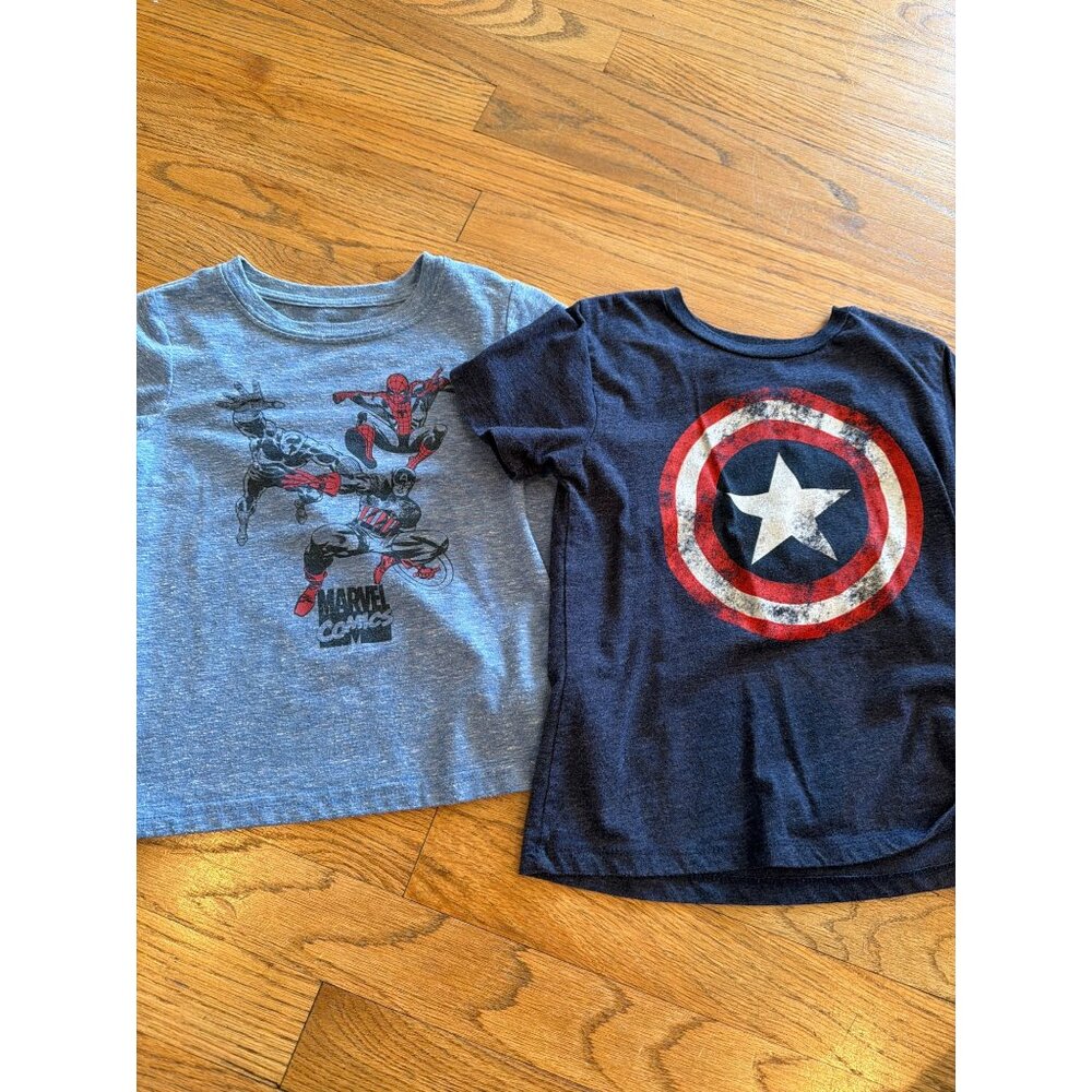 MARVEL BOYS SPIDERMAN AND CAPTAIN AMERICAN T SHIRTS 5T